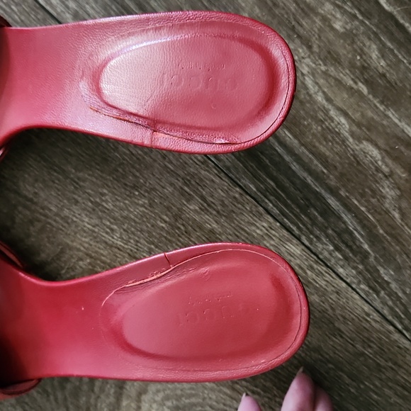 Gucci 'Tess' Original GG Monogram Slip On Heel Red Size 8 1/2 B - Picture 14 of 16